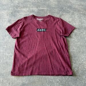 Aeropostale Shirt Mens L Dark Red Embroidered Logo Short Sleeve Casual Tee